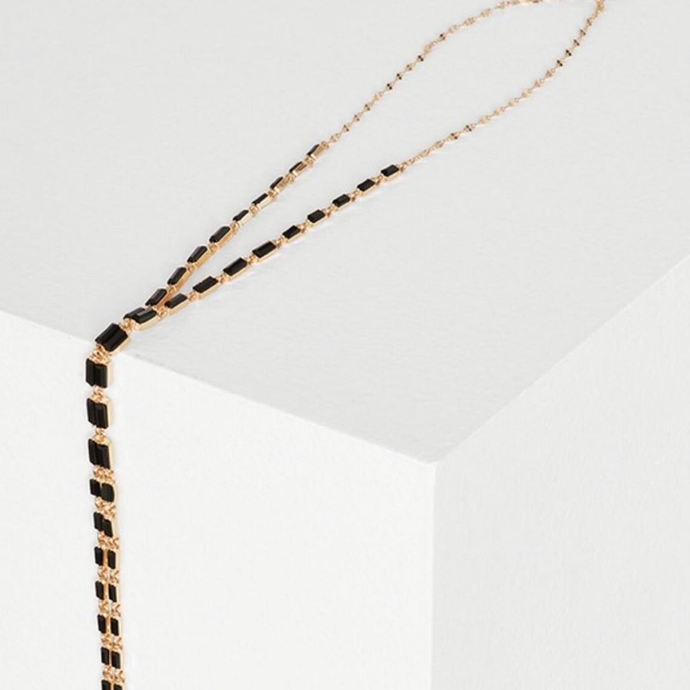 Long Black Minimal Necklace